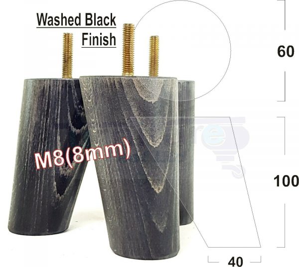 4x WOOD FURNITURE CHAIR LEGS M8(8mm) REPLACEMENT SOFA / SETTEE FEET 100mm HIGH - Image 12