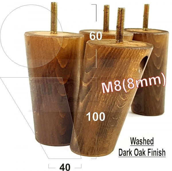 4x WOOD FURNITURE CHAIR LEGS M8(8mm) REPLACEMENT SOFA / SETTEE FEET 100mm HIGH - Image 14