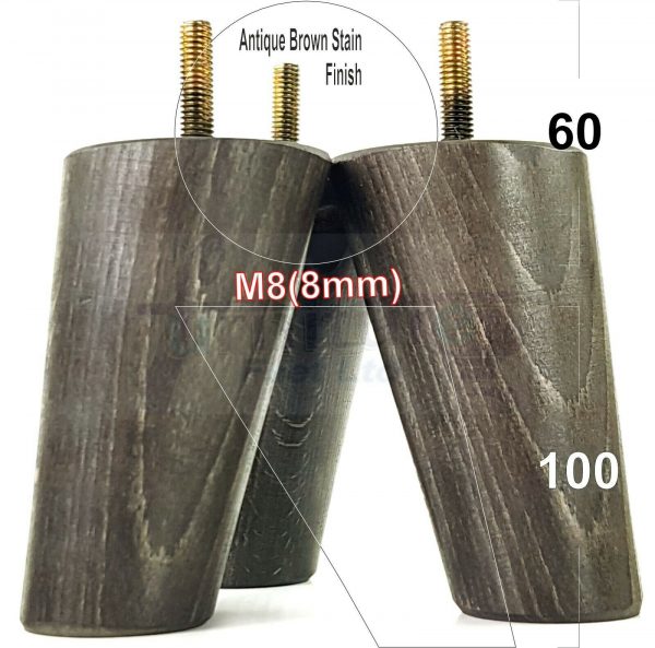 4x WOOD FURNITURE CHAIR LEGS M8(8mm) REPLACEMENT SOFA / SETTEE FEET 100mm HIGH - Image 10