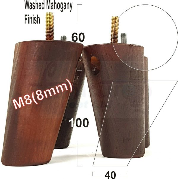 4x WOOD FURNITURE CHAIR LEGS M8(8mm) REPLACEMENT SOFA / SETTEE FEET 100mm HIGH - Image 18