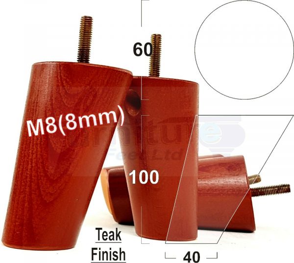 4x WOOD FURNITURE CHAIR LEGS M8(8mm) REPLACEMENT SOFA / SETTEE FEET 100mm HIGH - Image 25