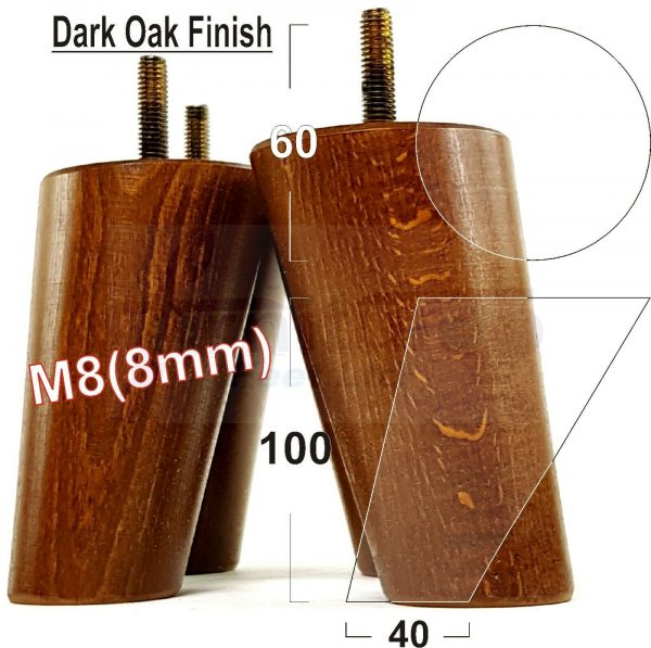 4x WOOD FURNITURE CHAIR LEGS M8(8mm) REPLACEMENT SOFA / SETTEE FEET 100mm HIGH - Image 13