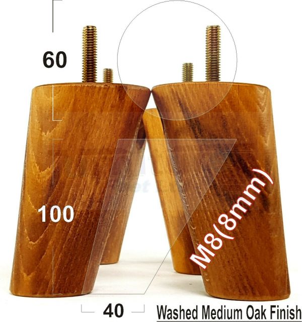 4x WOOD FURNITURE CHAIR LEGS M8(8mm) REPLACEMENT SOFA / SETTEE FEET 100mm HIGH - Image 19