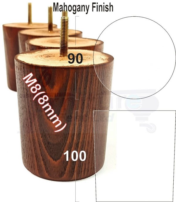 4x WOOD FURNITURE CHAIR LEGS M8(8mm) REPLACEMENT SOFA / SETTEE FEET 100mm HIGH - Image 14