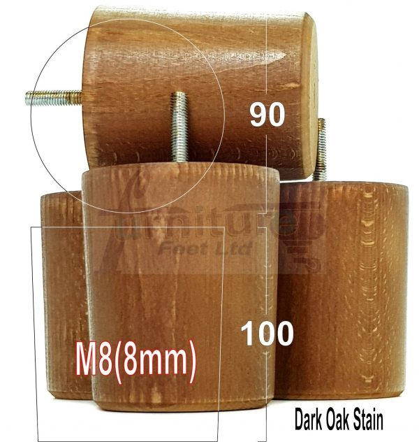 4x WOOD FURNITURE CHAIR LEGS M8(8mm) REPLACEMENT SOFA / SETTEE FEET 100mm HIGH - Image 19