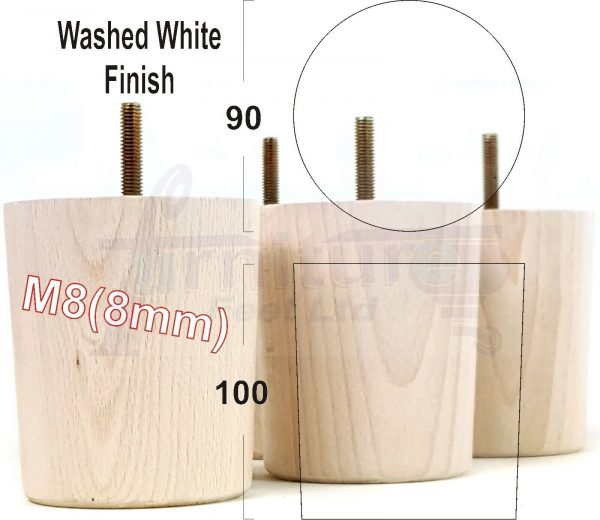 4x WOOD FURNITURE CHAIR LEGS M8(8mm) REPLACEMENT SOFA / SETTEE FEET 100mm HIGH - Image 24