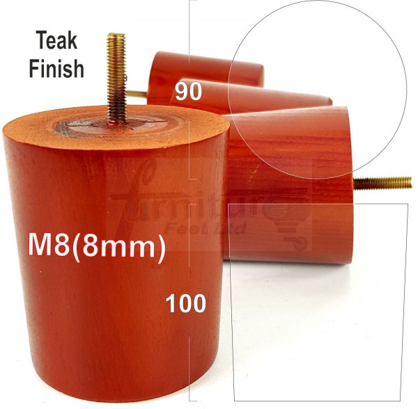 4x WOOD FURNITURE CHAIR LEGS M8(8mm) REPLACEMENT SOFA / SETTEE FEET 100mm HIGH - Image 22