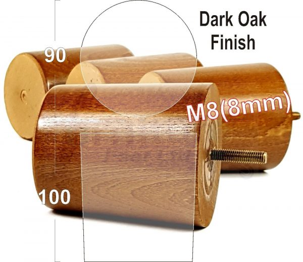 4x WOOD FURNITURE CHAIR LEGS M8(8mm) REPLACEMENT SOFA / SETTEE FEET 100mm HIGH - Image 8
