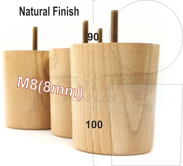 4x WOOD FURNITURE CHAIR LEGS M8(8mm) REPLACEMENT SOFA / SETTEE FEET 100mm HIGH - Image 16