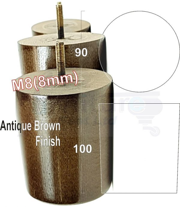 4x WOOD FURNITURE CHAIR LEGS M8(8mm) REPLACEMENT SOFA / SETTEE FEET 100mm HIGH - Image 4