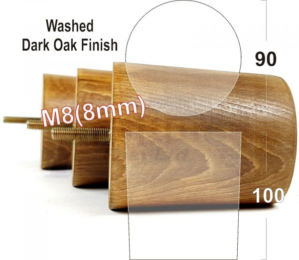 4x WOOD FURNITURE CHAIR LEGS M8(8mm) REPLACEMENT SOFA / SETTEE FEET 100mm HIGH - Image 9