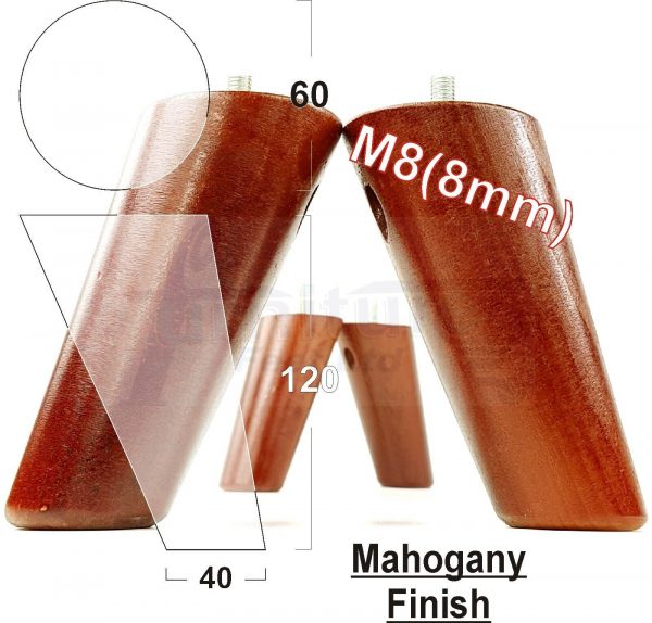 4x WOOD FURNITURE CHAIR LEGS M8(8mm) REPLACEMENT SOFA / SETTEE FEET 120mm HIGH - Image 18