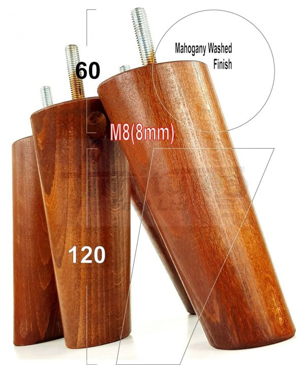 4x WOOD FURNITURE CHAIR LEGS M8(8mm) REPLACEMENT SOFA / SETTEE FEET 120mm HIGH - Image 19