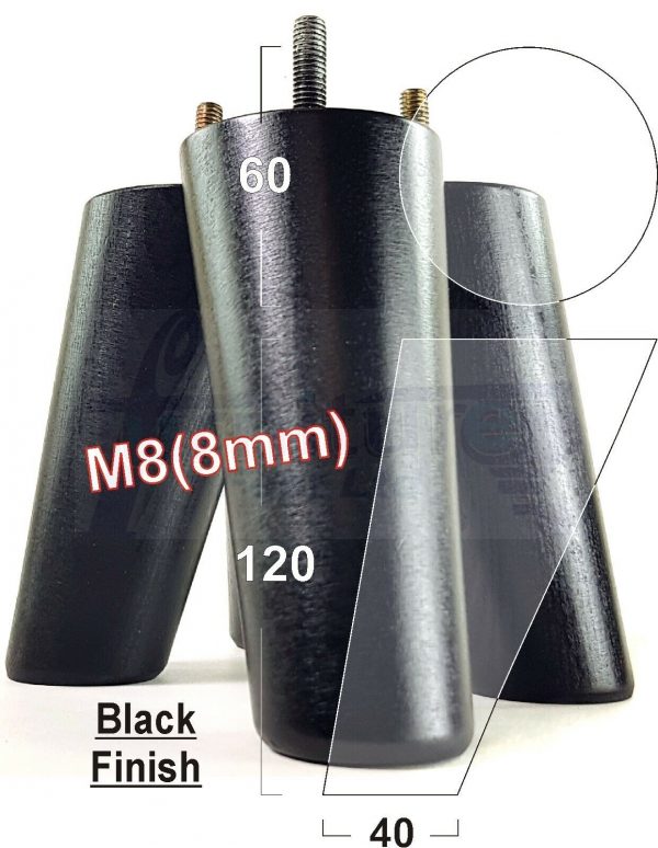4x WOOD FURNITURE CHAIR LEGS M8(8mm) REPLACEMENT SOFA / SETTEE FEET 120mm HIGH - Image 12