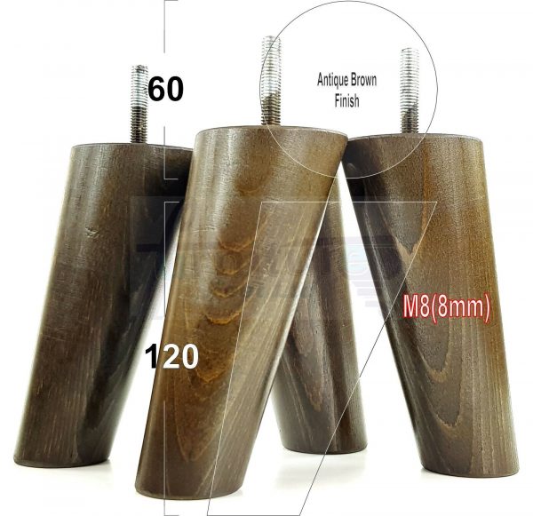 4x WOOD FURNITURE CHAIR LEGS M8(8mm) REPLACEMENT SOFA / SETTEE FEET 120mm HIGH - Image 10
