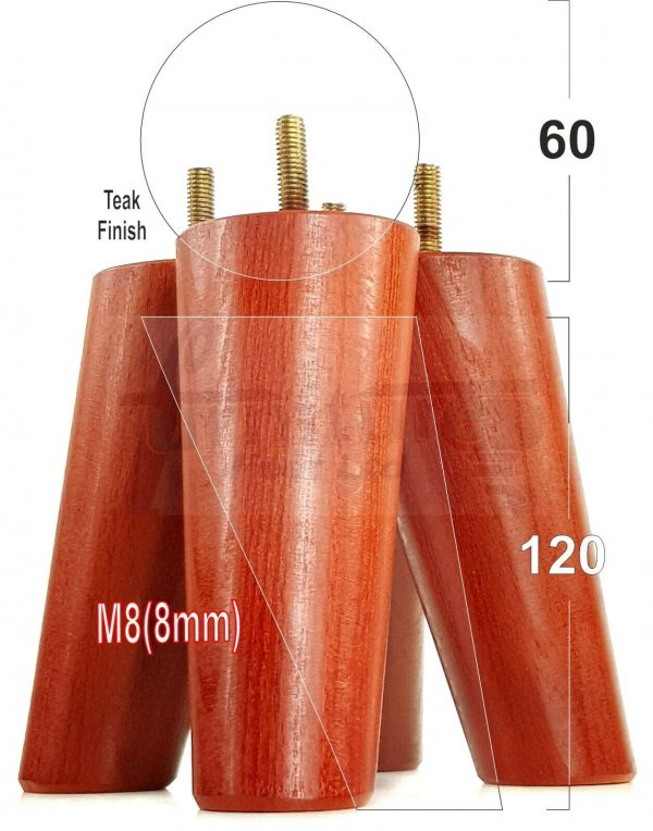 4x WOOD FURNITURE CHAIR LEGS M8(8mm) REPLACEMENT SOFA / SETTEE FEET 120mm HIGH - Image 25