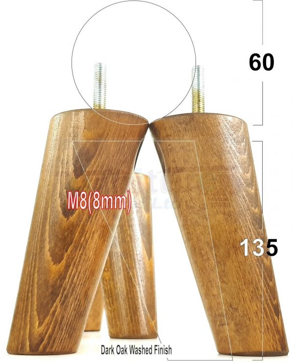 4x WOOD FURNITURE CHAIR LEGS M8(8mm) REPLACEMENT SOFA / SETTEE FEET 135mm HIGH - Image 14