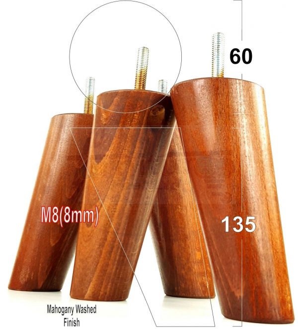 4x WOOD FURNITURE CHAIR LEGS M8(8mm) REPLACEMENT SOFA / SETTEE FEET 135mm HIGH - Image 18