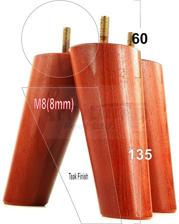 4x WOOD FURNITURE CHAIR LEGS M8(8mm) REPLACEMENT SOFA / SETTEE FEET 135mm HIGH - Image 24