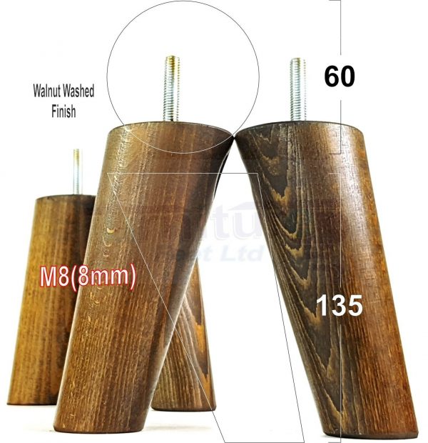 4x WOOD FURNITURE CHAIR LEGS M8(8mm) REPLACEMENT SOFA / SETTEE FEET 135mm HIGH - Image 15