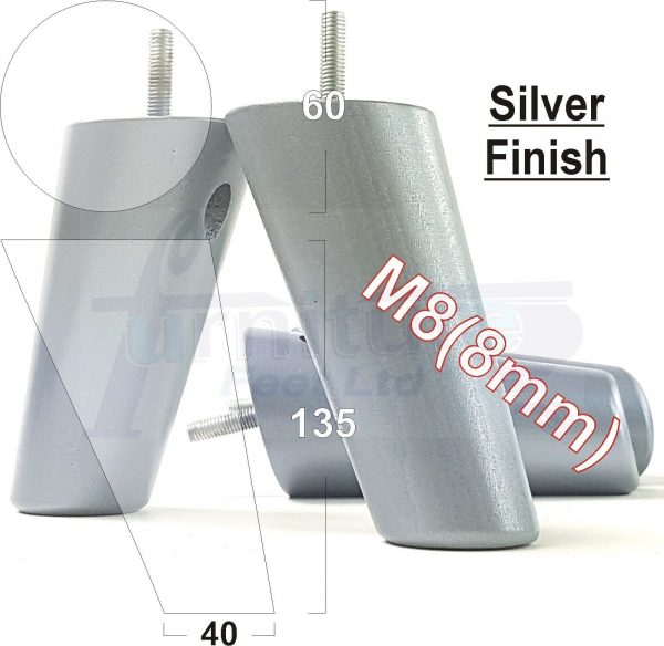 4x WOOD FURNITURE CHAIR LEGS M8(8mm) REPLACEMENT SOFA / SETTEE FEET 135mm HIGH - Image 22