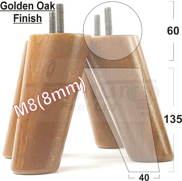 4x WOOD FURNITURE CHAIR LEGS M8(8mm) REPLACEMENT SOFA / SETTEE FEET 135mm HIGH - Image 16