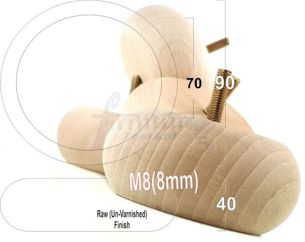 4x WOOD FURNITURE CHAIR LEGS M8(8mm) REPLACEMENT SOFA / SETTEE FEET 40mm HIGH - Image 28