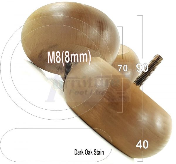 4x WOOD FURNITURE CHAIR LEGS M8(8mm) REPLACEMENT SOFA / SETTEE FEET 40mm HIGH - Image 26