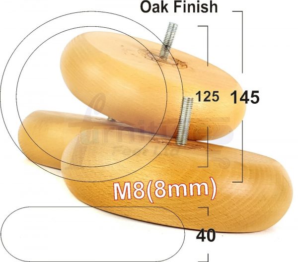 4x WOOD FURNITURE CHAIR LEGS M8(8mm) REPLACEMENT SOFA / SETTEE FEET 40mm HIGH - Image 59