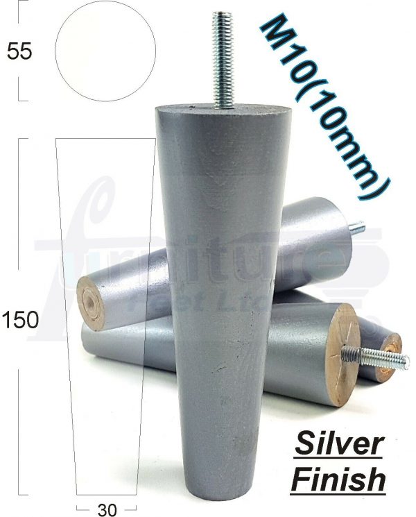 4x WOOD REPLACEMENT FURNITURE CHAIR LEG M10(10mm) TAPERED SETTEE FEET 150mm HIGH - Image 28