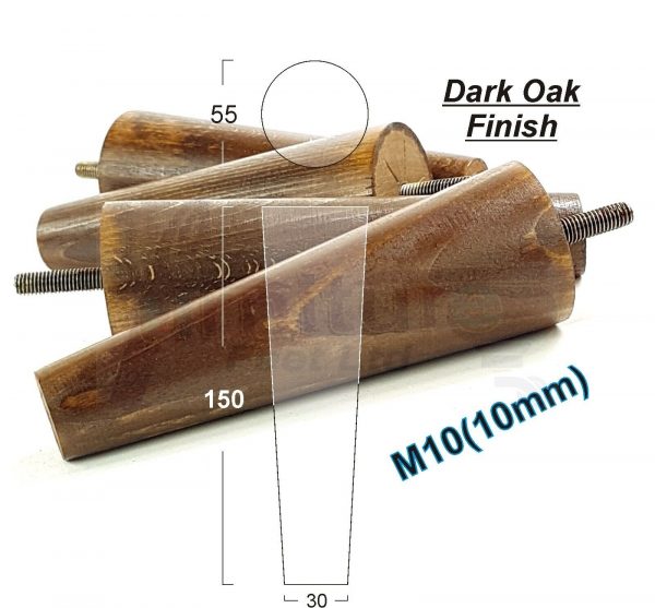4x WOOD REPLACEMENT FURNITURE CHAIR LEG M10(10mm) TAPERED SETTEE FEET 150mm HIGH - Image 15