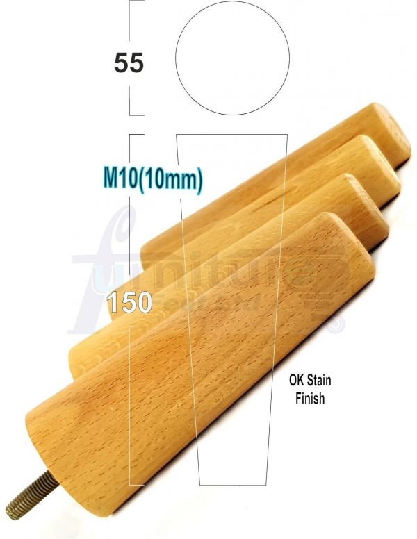 4x WOOD REPLACEMENT FURNITURE CHAIR LEG M10(10mm) TAPERED SETTEE FEET 150mm HIGH - Image 25