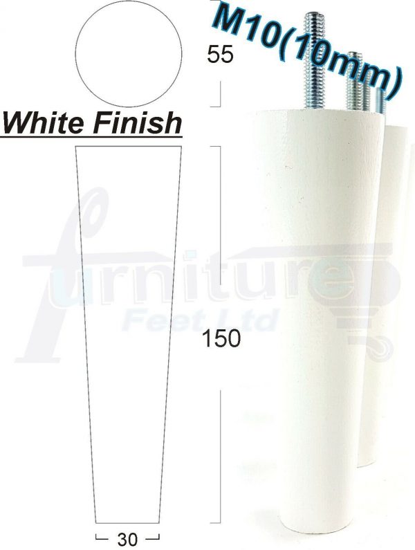 4x WOOD REPLACEMENT FURNITURE CHAIR LEG M10(10mm) TAPERED SETTEE FEET 150mm HIGH - Image 31