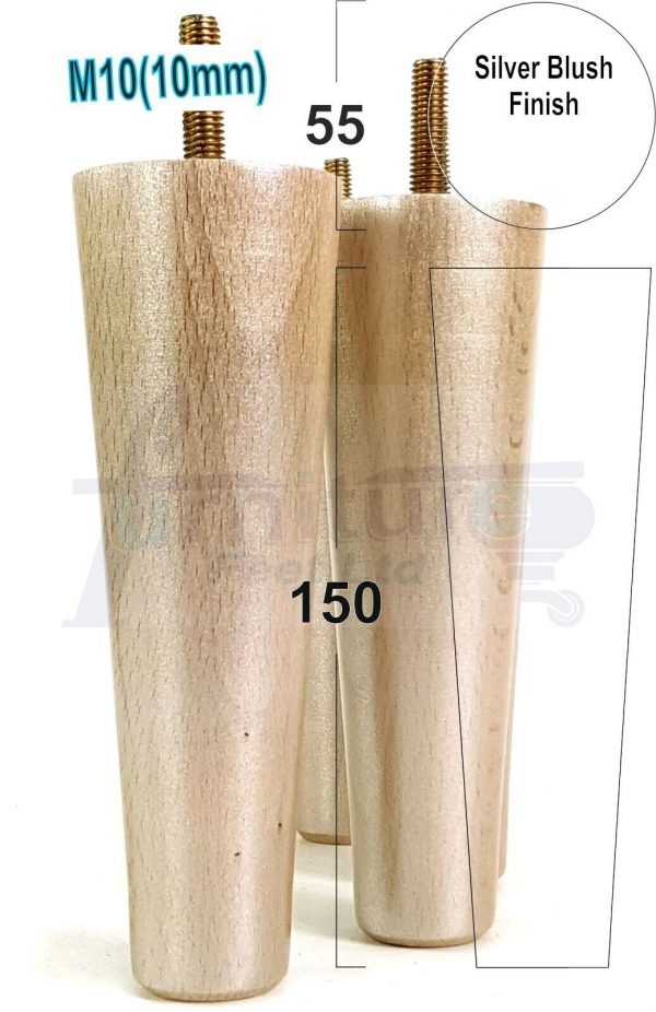 4x WOOD REPLACEMENT FURNITURE CHAIR LEG M10(10mm) TAPERED SETTEE FEET 150mm HIGH - Image 14