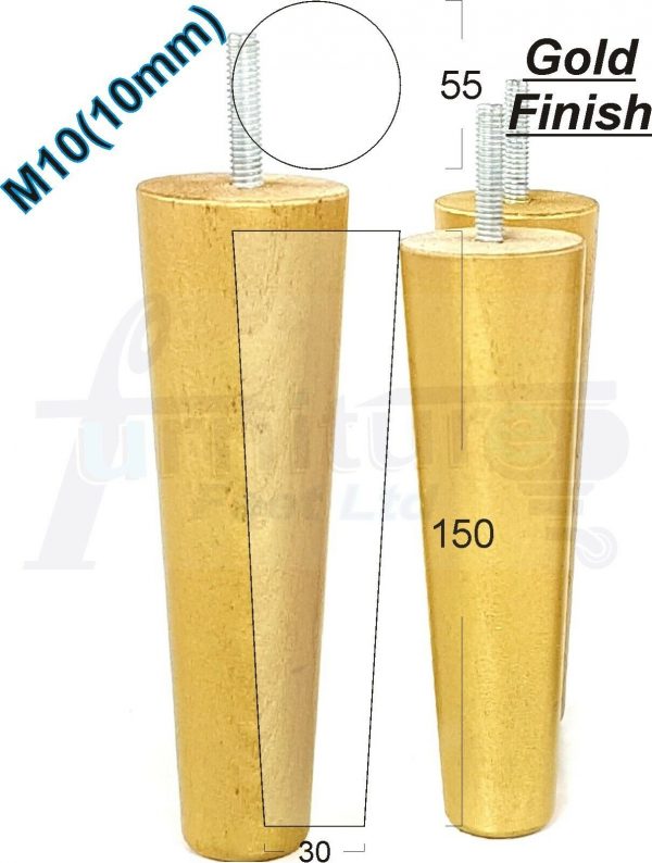4x WOOD REPLACEMENT FURNITURE CHAIR LEG M10(10mm) TAPERED SETTEE FEET 150mm HIGH - Image 18