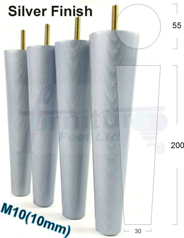4x WOOD REPLACEMENT FURNITURE CHAIR LEG M10(10mm) TAPERED SETTEE FEET 200mm HIGH - Image 30