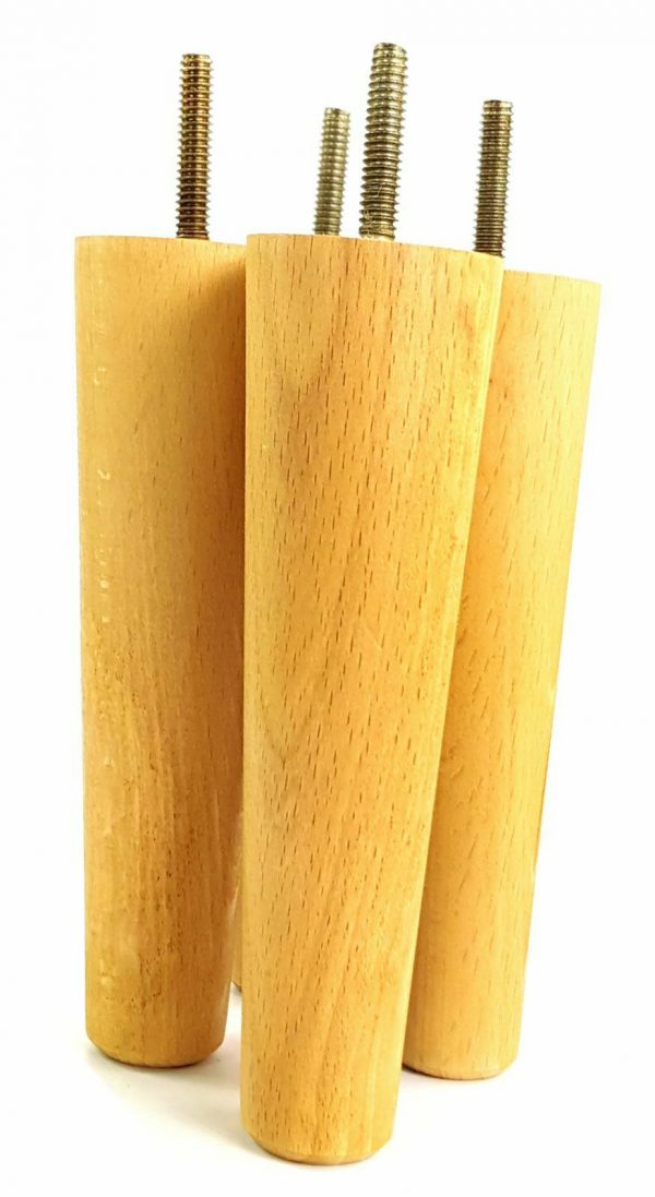 4x WOOD REPLACEMENT FURNITURE CHAIR LEG M10(10mm) TAPERED SETTEE FEET 200mm HIGH - Image 27