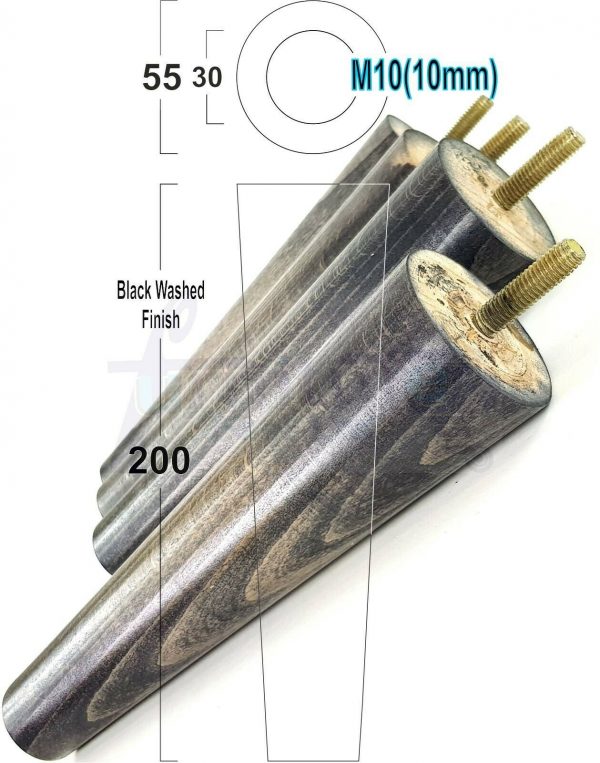 4x WOOD REPLACEMENT FURNITURE CHAIR LEG M10(10mm) TAPERED SETTEE FEET 200mm HIGH - Image 15