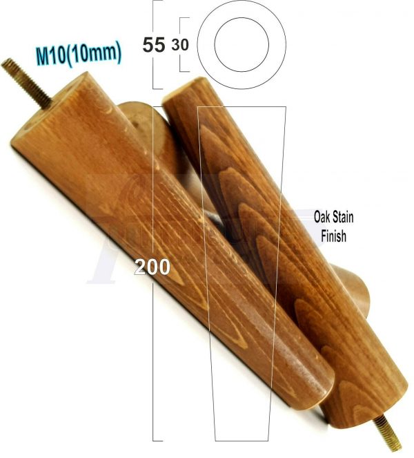 4x WOOD REPLACEMENT FURNITURE CHAIR LEG M10(10mm) TAPERED SETTEE FEET 200mm HIGH - Image 29