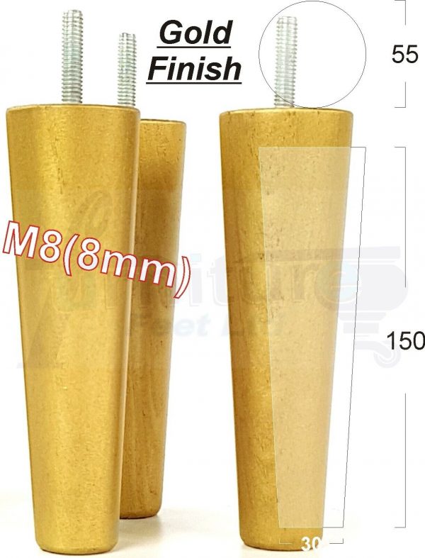 4x WOOD REPLACEMENT FURNITURE CHAIR LEG M8(8mm) TAPERED SETTEE FEET 150mm HIGH - Image 21