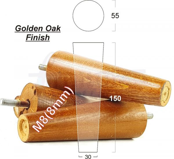 4x WOOD REPLACEMENT FURNITURE CHAIR LEG M8(8mm) TAPERED SETTEE FEET 150mm HIGH - Image 22