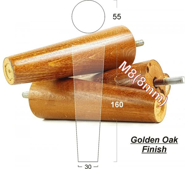 4x WOOD REPLACEMENT FURNITURE CHAIR LEG M8(8mm) TAPERED SETTEE FEET 160mm HIGH - Image 22
