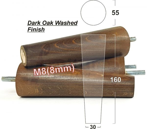 4x WOOD REPLACEMENT FURNITURE CHAIR LEG M8(8mm) TAPERED SETTEE FEET 160mm HIGH - Image 19
