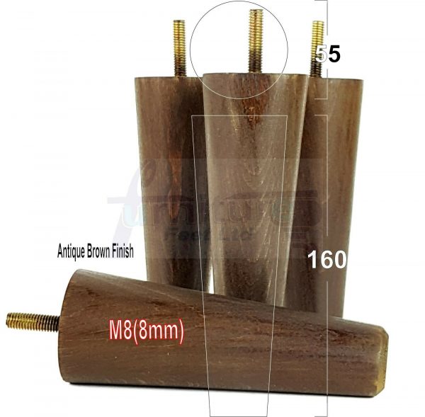 4x WOOD REPLACEMENT FURNITURE CHAIR LEG M8(8mm) TAPERED SETTEE FEET 160mm HIGH - Image 13