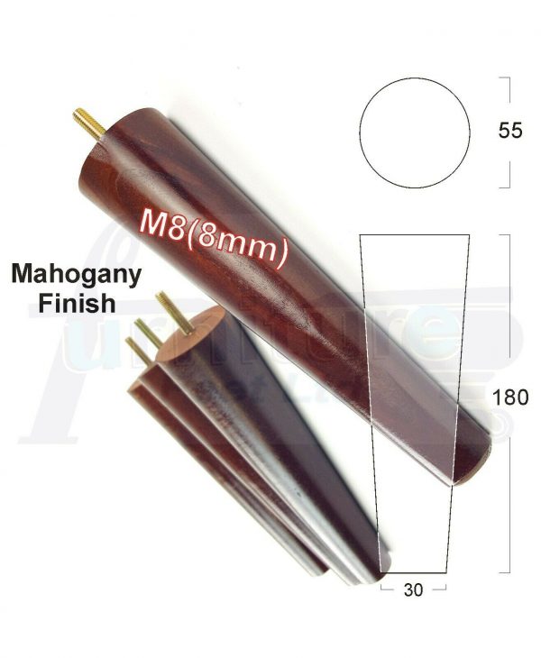 4x WOOD REPLACEMENT FURNITURE CHAIR LEG M8(8mm) TAPERED SETTEE FEET 180mm HIGH - Image 23
