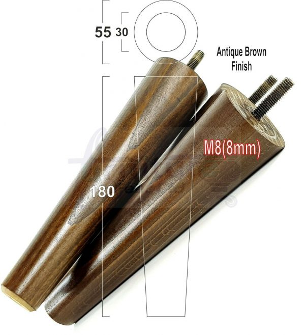 4x WOOD REPLACEMENT FURNITURE CHAIR LEG M8(8mm) TAPERED SETTEE FEET 180mm HIGH - Image 13