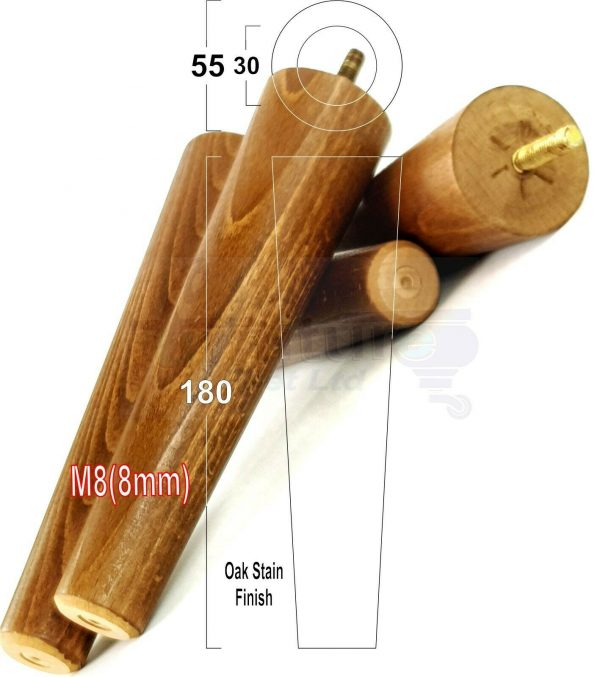 4x WOOD REPLACEMENT FURNITURE CHAIR LEG M8(8mm) TAPERED SETTEE FEET 180mm HIGH - Image 29