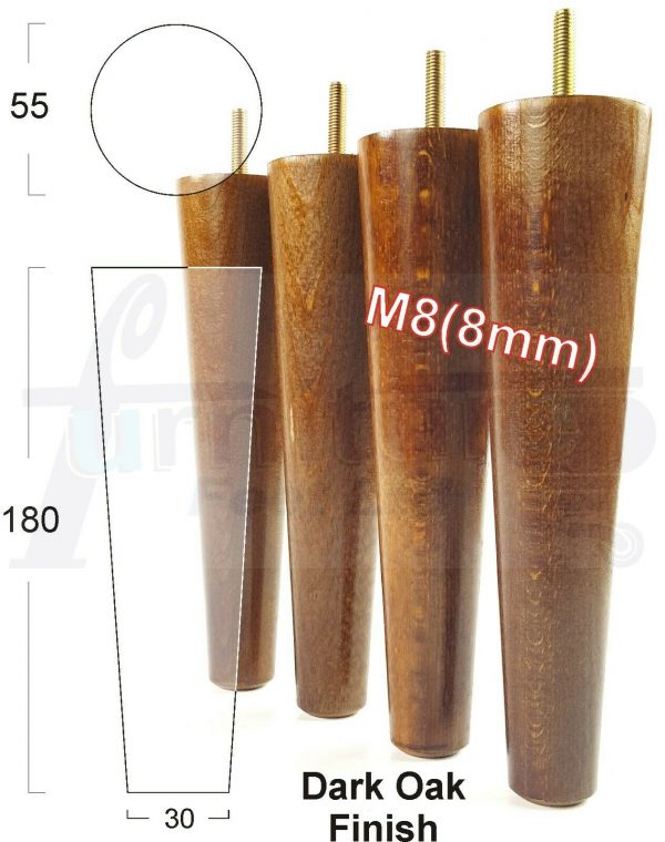 4x WOOD REPLACEMENT FURNITURE CHAIR LEG M8(8mm) TAPERED SETTEE FEET 180mm HIGH - Image 18