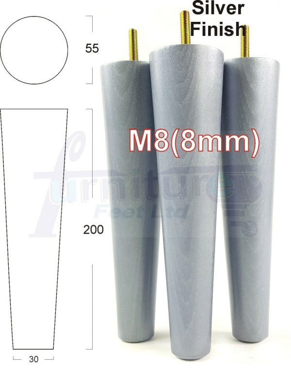 4x WOOD REPLACEMENT FURNITURE CHAIR LEG M8(8mm) TAPERED SETTEE FEET 200mm HIGH - Image 31