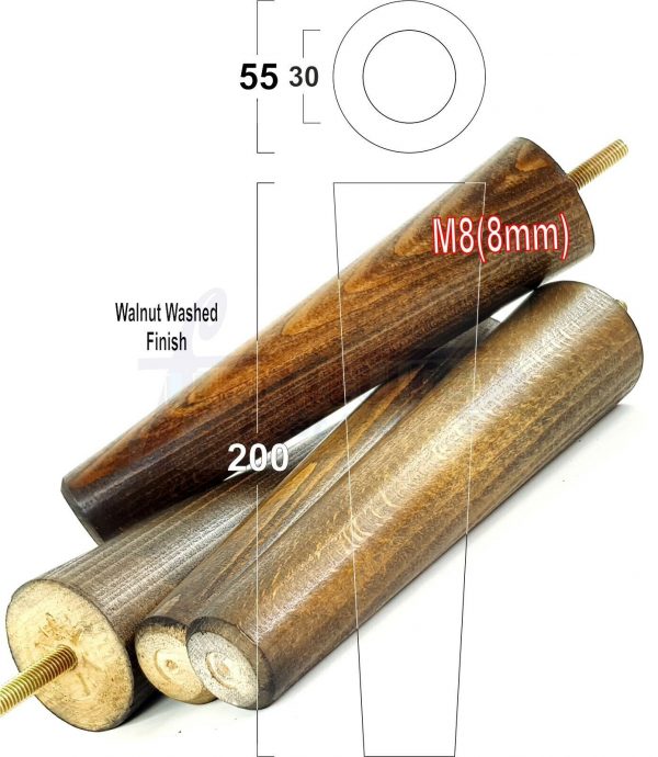 4x WOOD REPLACEMENT FURNITURE CHAIR LEG M8(8mm) TAPERED SETTEE FEET 200mm HIGH - Image 20